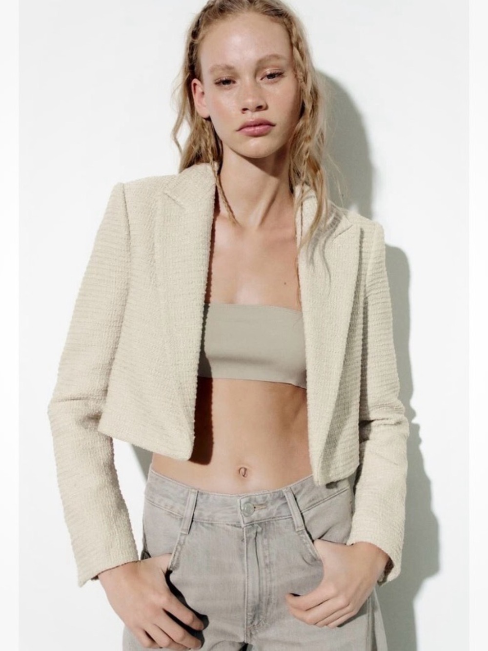 Zara Cream Women's Jacket Size XS